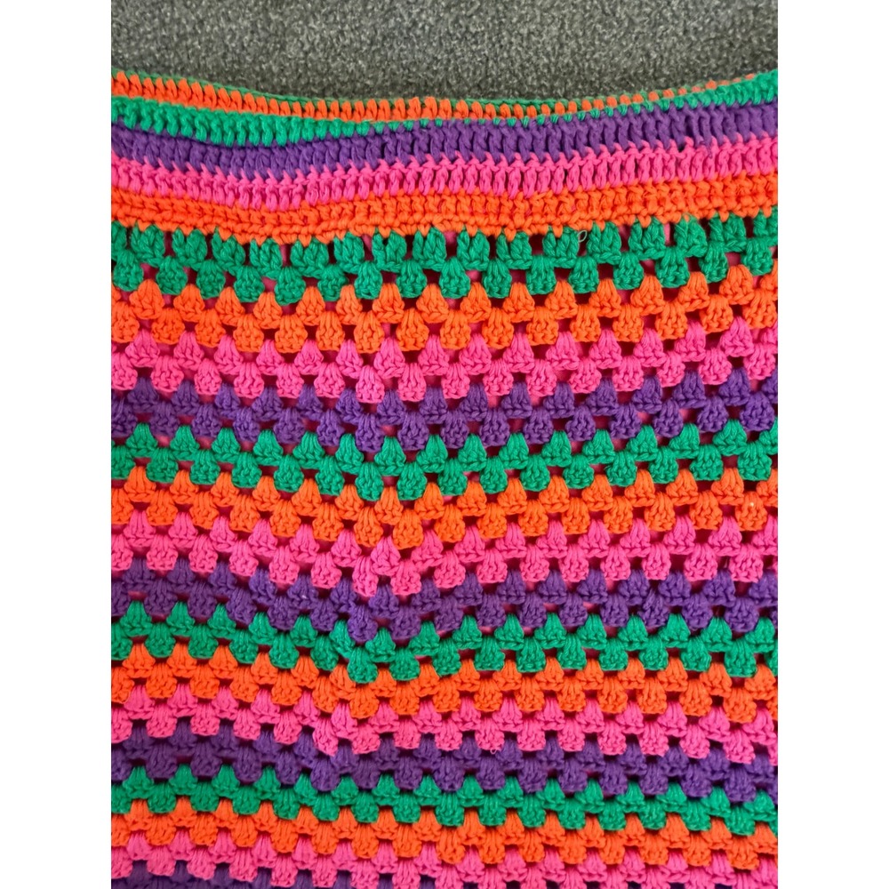 Handmade‎ Crochet Mini Skirt Womens M Multi Color Excellent Boho Granny Stitch - Picture 4 of 7